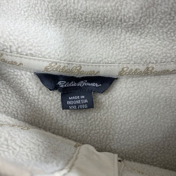 Eddie Bauer XXL Medium Weight Sweatshirt Beige‎ 1/4 Snap Slit Pockets - Picture 4 of 6